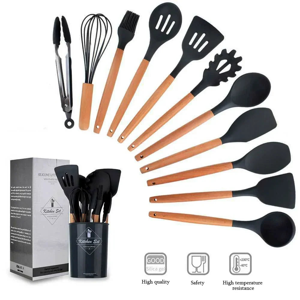 12-Piece Non-Stick Silicone Kitchen Utensil Set