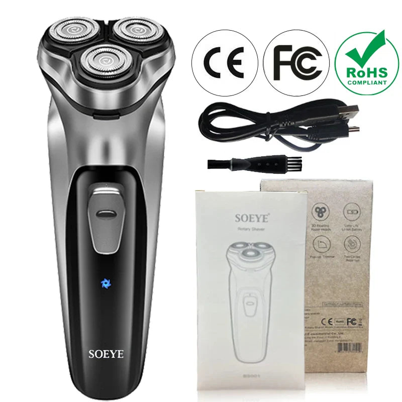 Men's Electric Shaver For Men Shaving Machine SOEYE Beard Trimmer 3D Floating Blade Washable USB Recharge Hair Cutting Machine [HAI] - Top Notch Mart