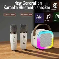 Bluetooth K12 Karaoke Machine Portable 5.3 PA Speaker System with 1-2 Wireless Microphones Home Family Singing Children's Gifts - Top Notch Mart