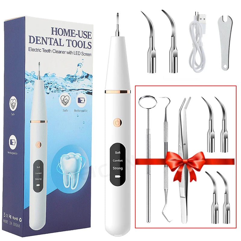 Ultrasonic Dental Scaler For Teeth Tartar Stain Tooth Calculus Remover Electric Sonic Teeth Plaque Cleaner Dental Stone Removal - Top Notch Mart