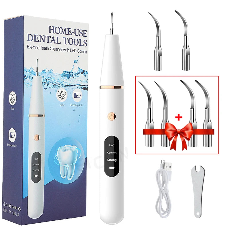 Ultrasonic Dental Scaler For Teeth Tartar Stain Tooth Calculus Remover Electric Sonic Teeth Plaque Cleaner Dental Stone Removal - Top Notch Mart