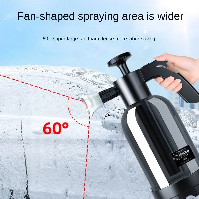 2L Hand Pump Foam Sprayer with 3 Types of Nozzle Hand Pneumatic Foam Cannon Snow Foam Car Wash Spray Bottle - Top Notch Mart