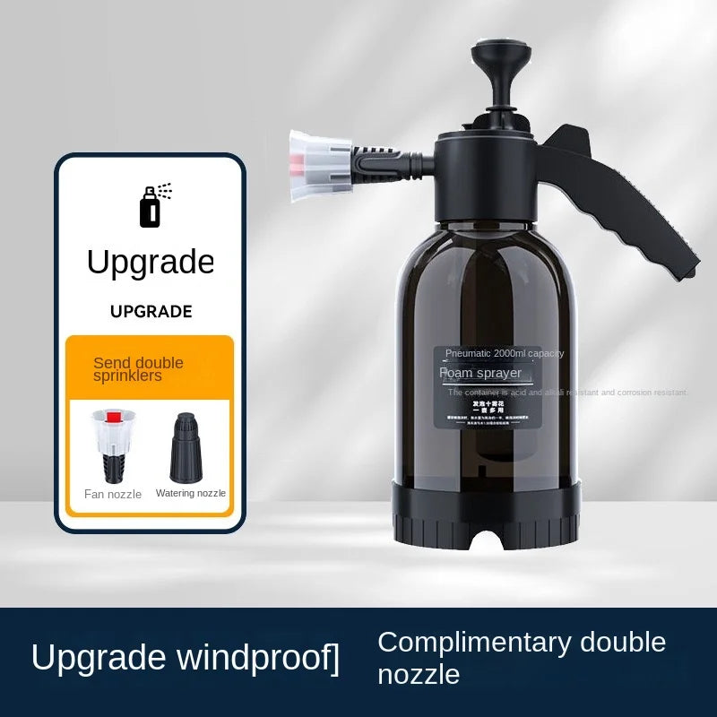 2L Hand Pump Foam Sprayer with 3 Types of Nozzle Hand Pneumatic Foam Cannon Snow Foam Car Wash Spray Bottle - Top Notch Mart