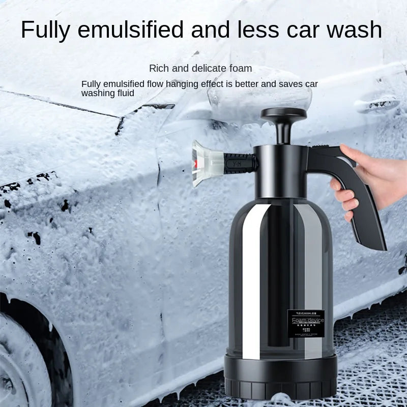 2L Hand Pump Foam Sprayer with 3 Types of Nozzle Hand Pneumatic Foam Cannon Snow Foam Car Wash Spray Bottle - Top Notch Mart