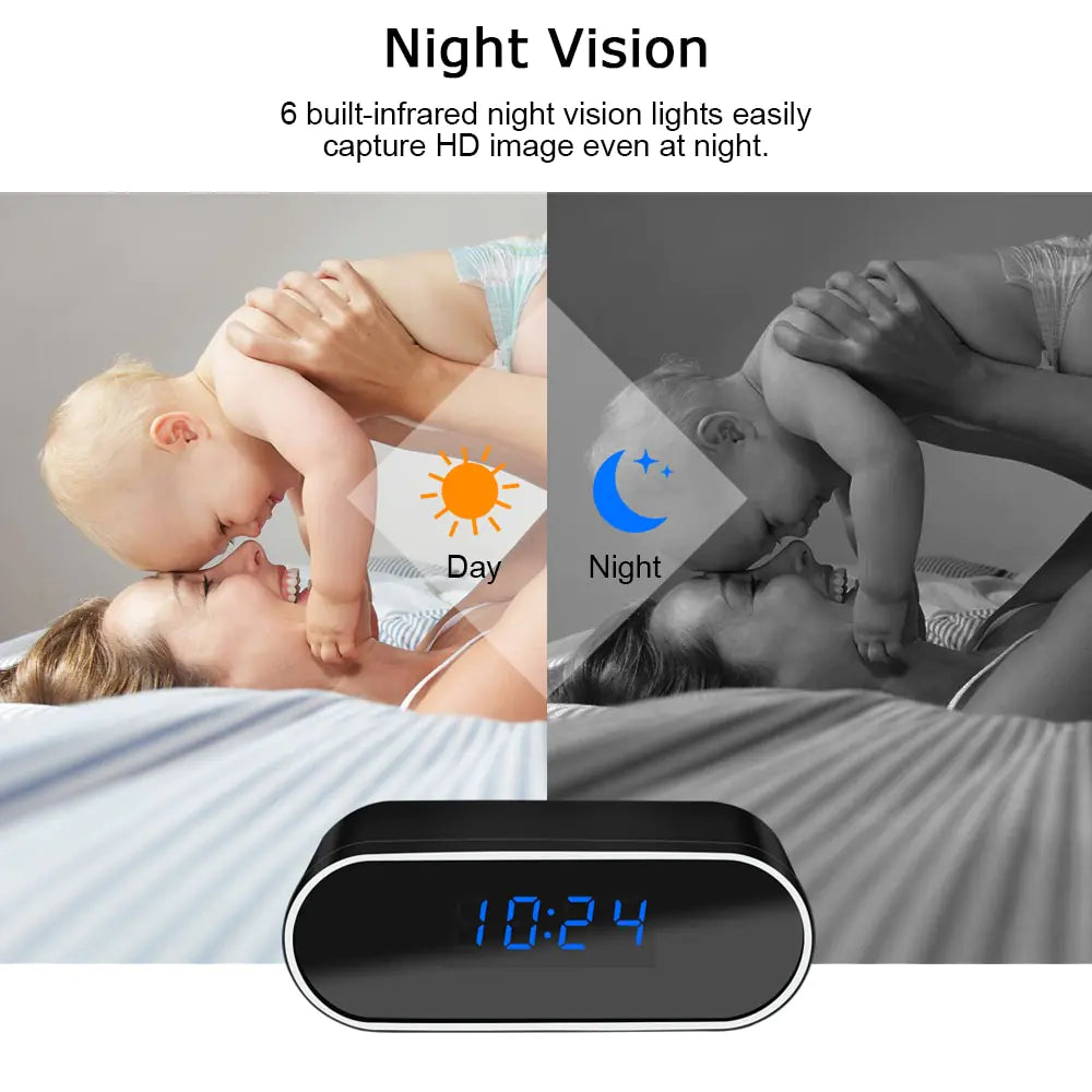 Mini Camera Clock Home Surveillance Monitor Wireless Wifi Control - Top Notch Mart