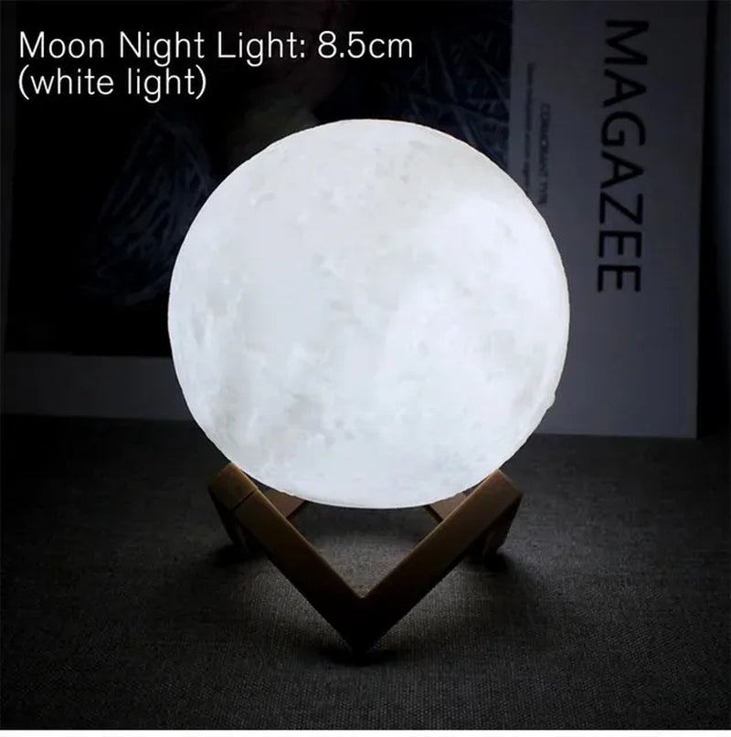 8cm Moon Lamp LED Night Light Battery Powered With Stand Starry Lamp Bedroom Decor Night Lights Kids Gift Moon Lamp - Top Notch Mart