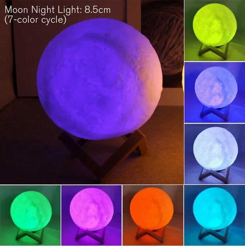 8cm Moon Lamp LED Night Light Battery Powered With Stand Starry Lamp Bedroom Decor Night Lights Kids Gift Moon Lamp - Top Notch Mart