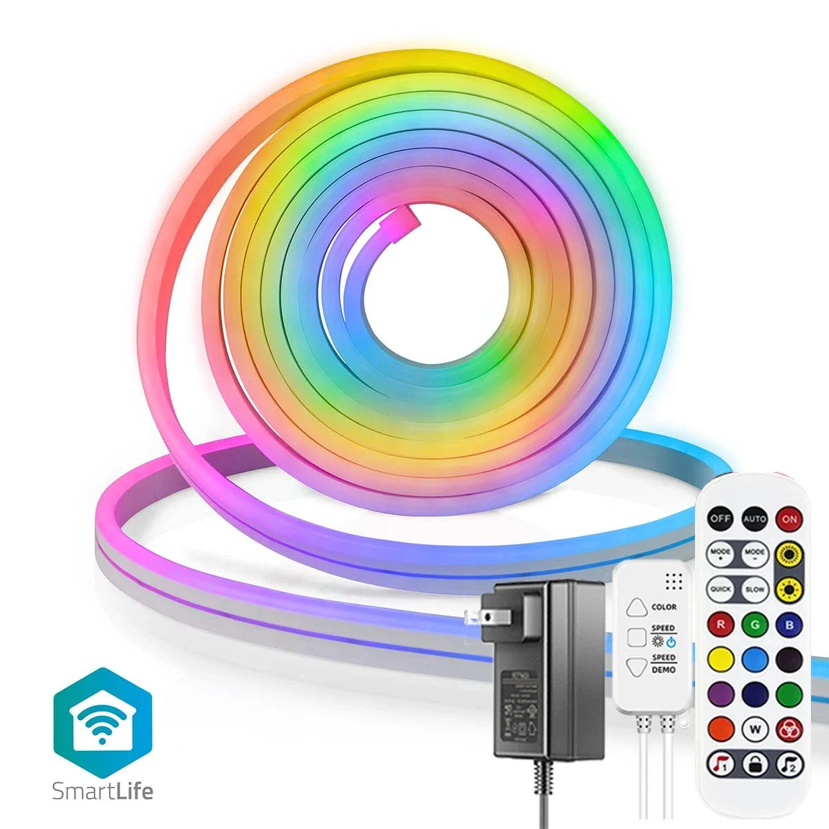 TUYA Neon LED Strip Lights 12-24V 84LEDs/M Silicone Neon Rope Light with Music Sync RGBIC Dreamcolor Chasing Strip Tape for Room - Top Notch Mart