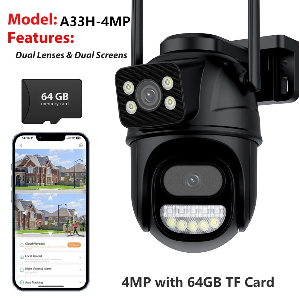 BESDER PTZ 8MP Wifi Camera Dual Screen Auto Tracking Color Night Vision Outdoor CCTV Camera IP 4K Security Protection iCSee App - Top Notch Mart