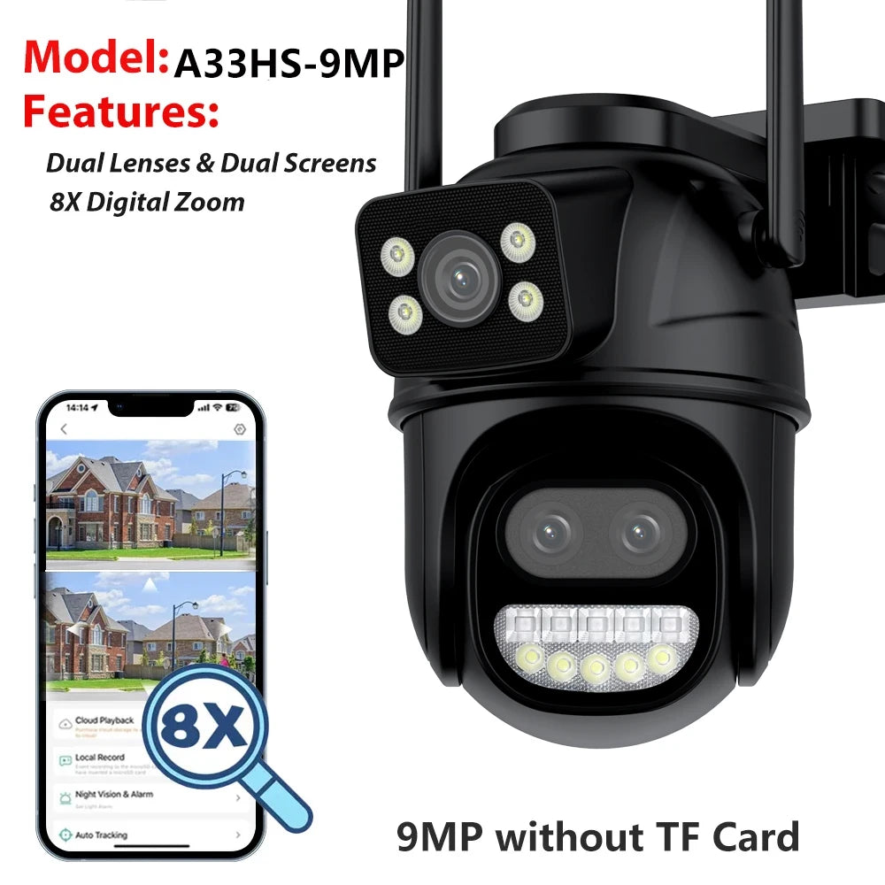 BESDER PTZ 8MP Wifi Camera Dual Screen Auto Tracking Color Night Vision Outdoor CCTV Camera IP 4K Security Protection iCSee App - Top Notch Mart