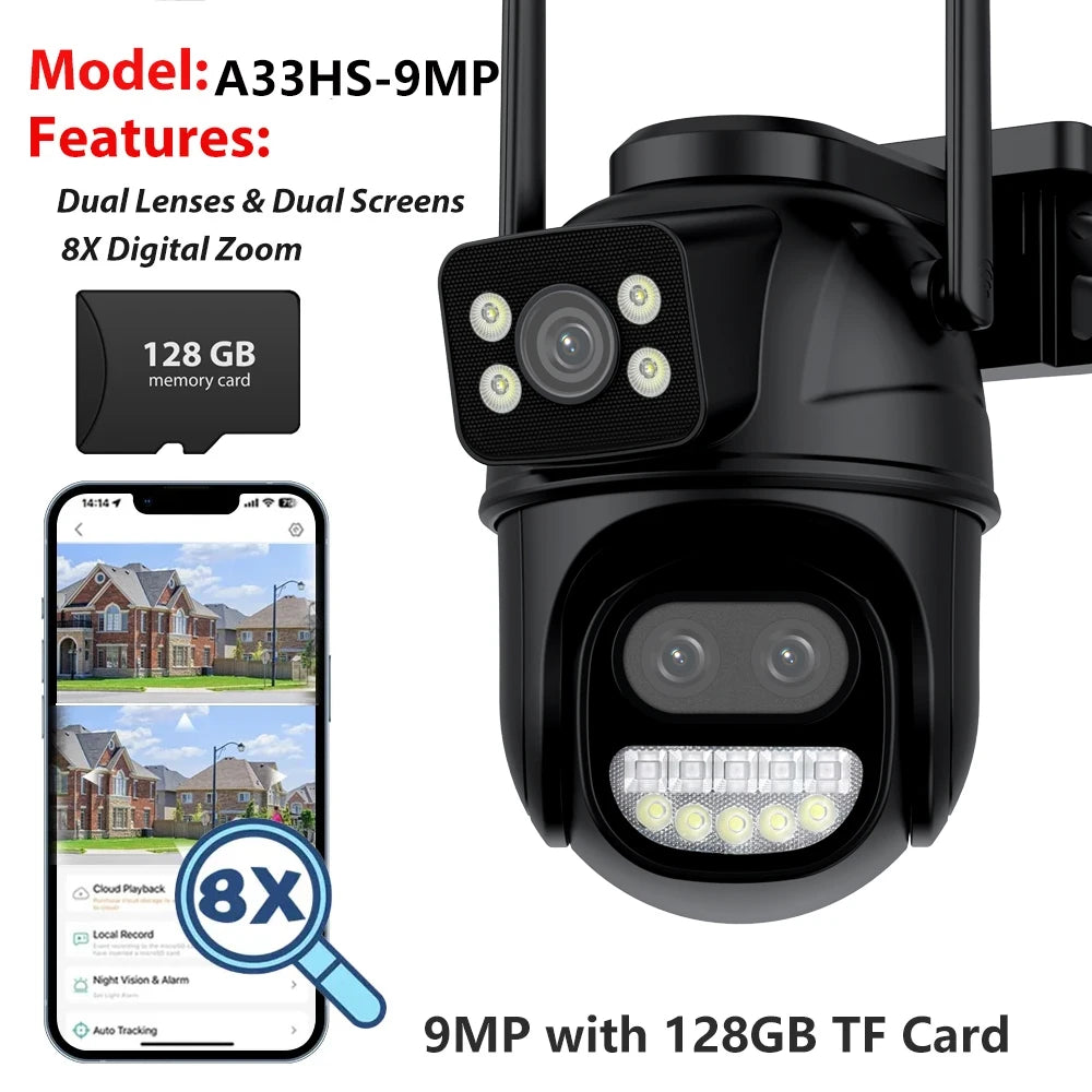 BESDER PTZ 8MP Wifi Camera Dual Screen Auto Tracking Color Night Vision Outdoor CCTV Camera IP 4K Security Protection iCSee App - Top Notch Mart