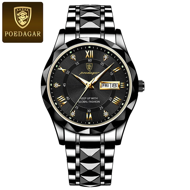 POEDAGAR Luxury Men Quartz Watch Waterproof Luminous Wristwatch Stainless Steel Men's Watches Male Clock Sports - Top Notch Mart