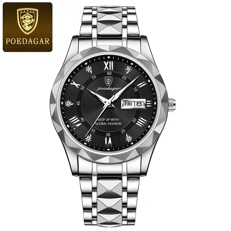 POEDAGAR Luxury Men Quartz Watch Waterproof Luminous Wristwatch Stainless Steel Men's Watches Male Clock Sports - Top Notch Mart