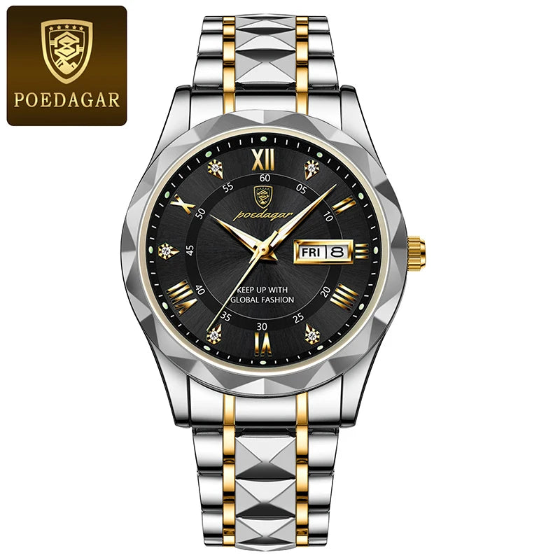 POEDAGAR Luxury Men Quartz Watch Waterproof Luminous Wristwatch Stainless Steel Men's Watches Male Clock Sports - Top Notch Mart