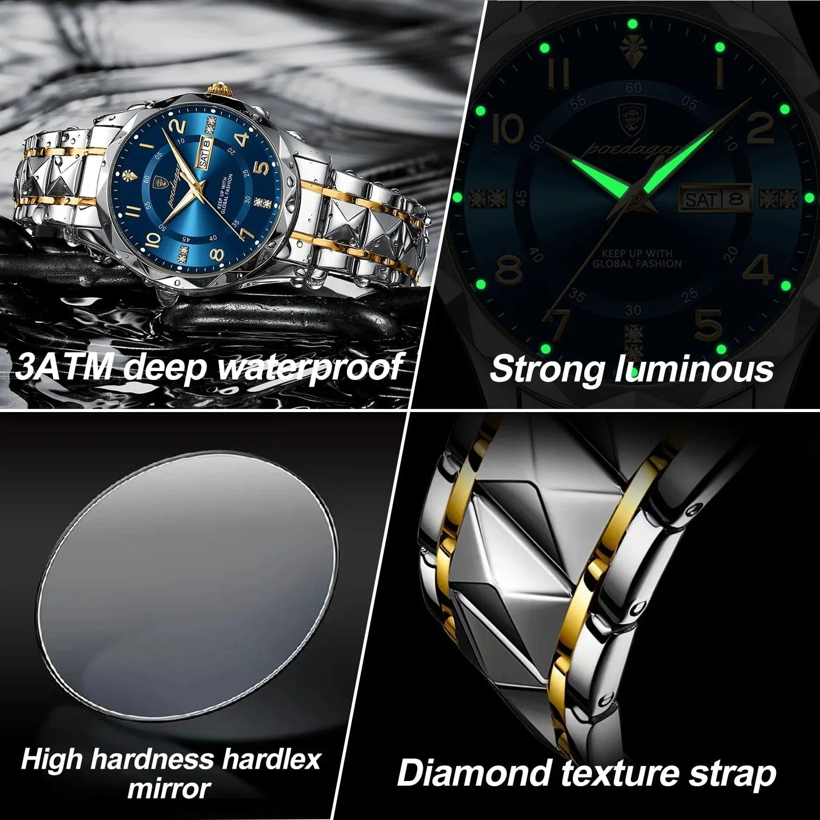 POEDAGAR Luxury Men Quartz Watch Waterproof Luminous Wristwatch Stainless Steel Men's Watches Male Clock Sports - Top Notch Mart