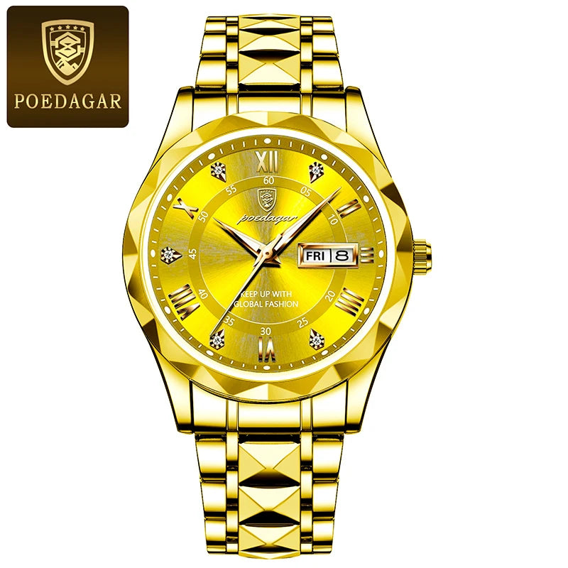 POEDAGAR Luxury Men Quartz Watch Waterproof Luminous Wristwatch Stainless Steel Men's Watches Male Clock Sports - Top Notch Mart