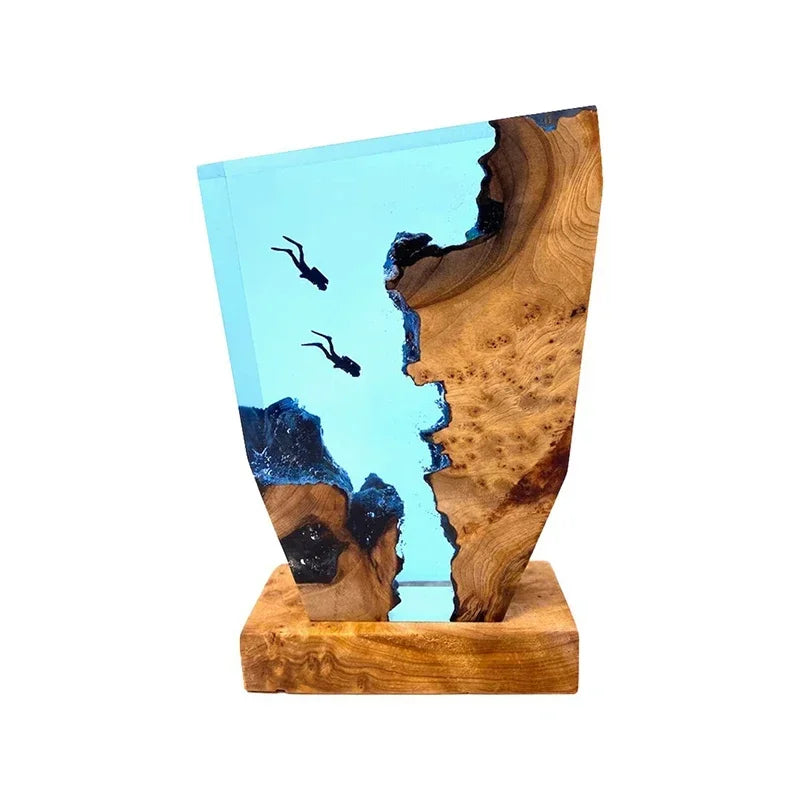 Seabed Resin Creative Art Decoration Table Lamp Diving Cave Exploration Theme Night Light - Top Notch Mart