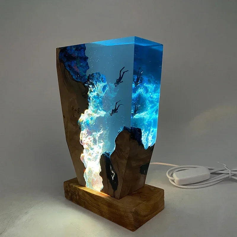 Seabed Resin Creative Art Decoration Table Lamp Diving Cave Exploration Theme Night Light - Top Notch Mart