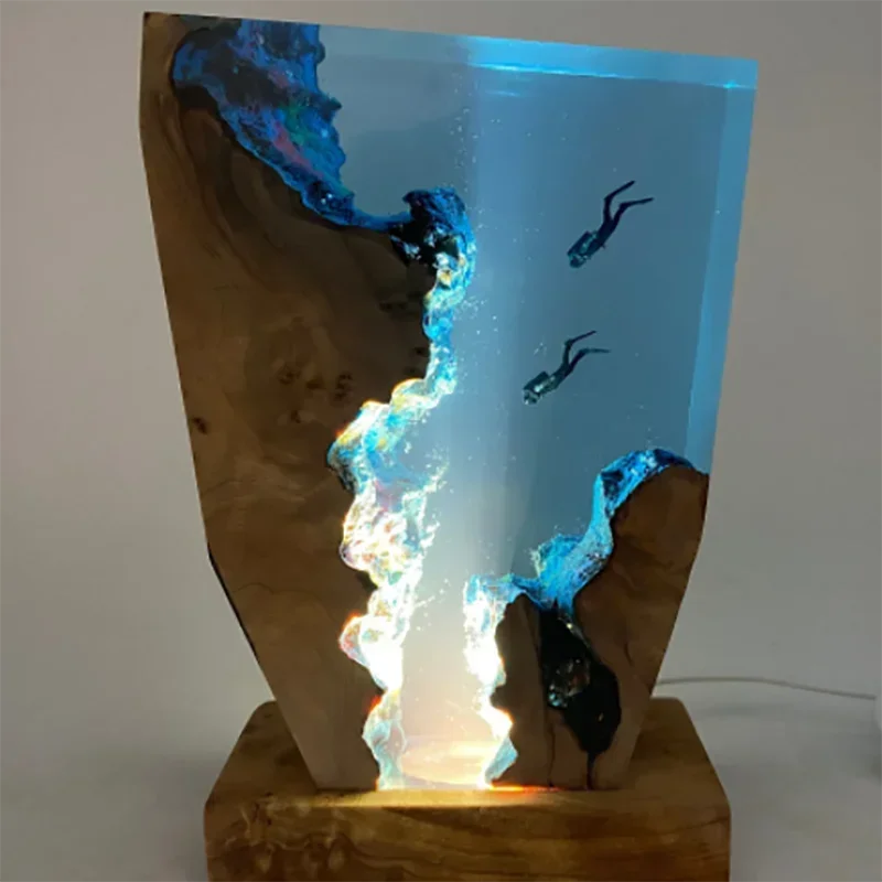 Seabed Resin Creative Art Decoration Table Lamp Diving Cave Exploration Theme Night Light - Top Notch Mart