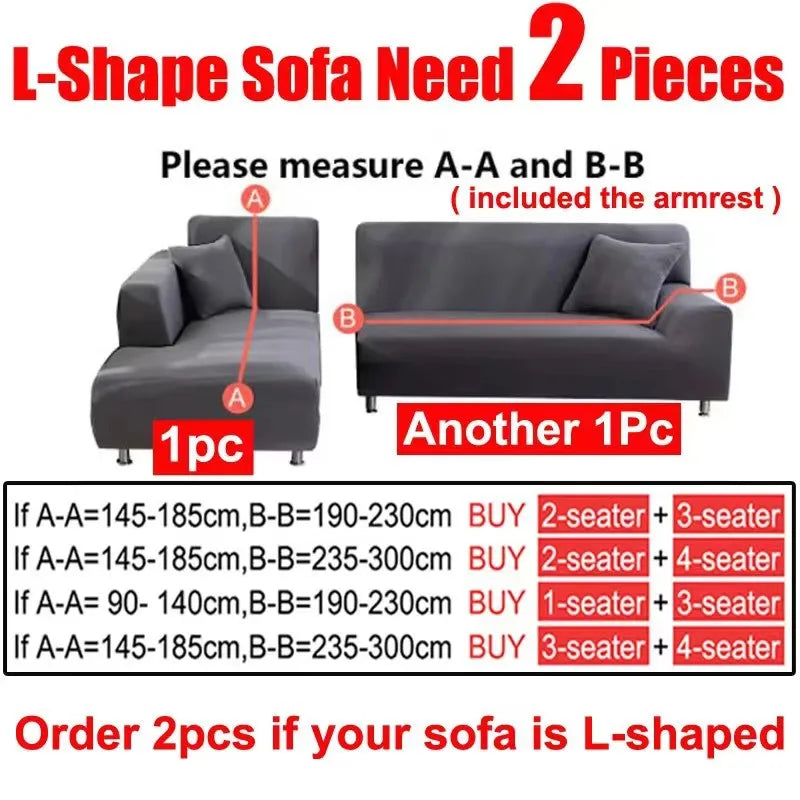 Sofa Cover Set Solid Color 1/2/3/4 Seat Stretch Milk Silk Fabric Couch Covers - Top Notch Mart