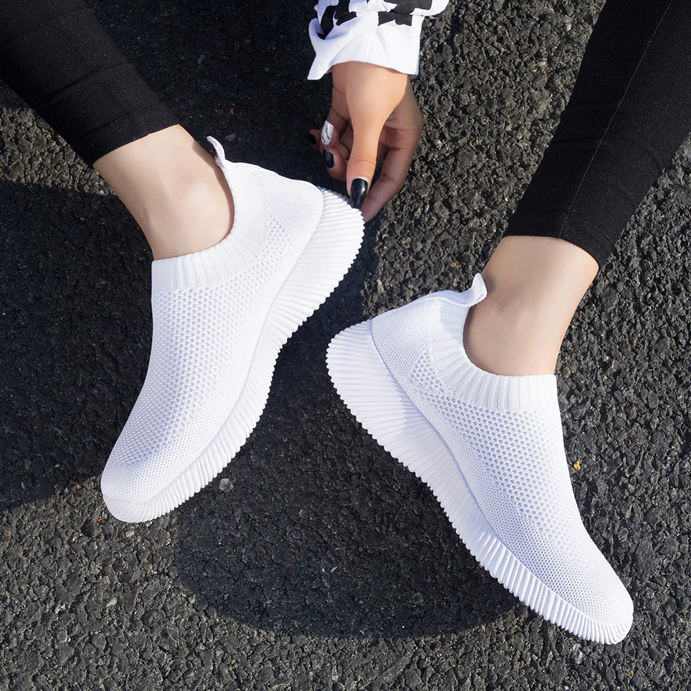 2024 Spring Women's Knitted Sock Sneakers: Casual Breathable Flats for Walking - Top Notch Mart