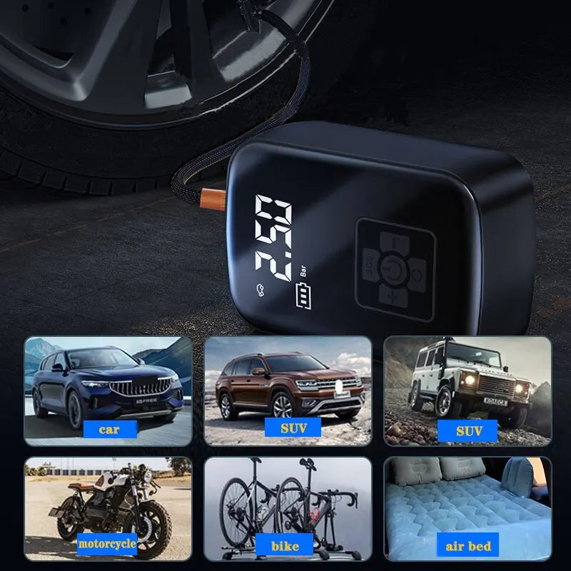 Wireless Car Air Compressor Electric Tire Inflator Pump for Motorcycle Bicycle Boat AUTO Tyre Balls - Top Notch Mart